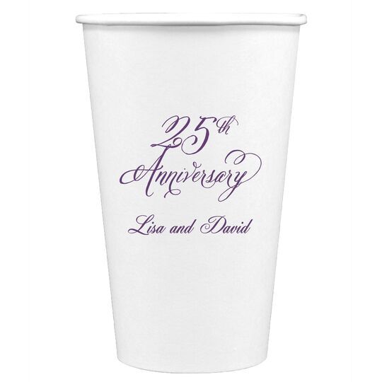 Elegant 25th Anniversary Paper Coffee Cups